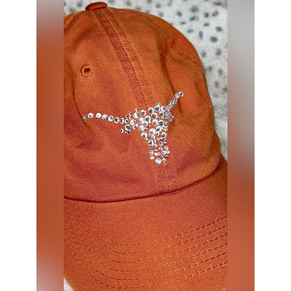 Texas Longhorns Rhinestone Bling  Cap Women’s Adjustable Burnt Orange Hat GUC